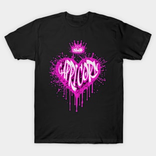 Capricorn Graffiti Air Brush Heart Zodiac Sign Astrology T-Shirt